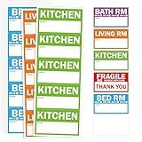 300PCS Home Moving Labels, 5 Color Coding Labels Packing Box Stickers with 50 Fragile Stickers & 50 Blank Ones (Each Measures 2” x 3.6”)