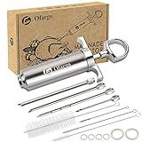 Ofargo Stainless Steel Meat Injector Syringe Kit with 4 Marinade Needles for BBQ Grill Smoker, Gifts for Men Dad Husband in Thanksgiving Christmas Day, 2-oz Large Capacity, Both Paper User Manual and E-Book Recipe