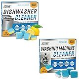 ACTIVE Washing Machine And Dishwasher Cleaning Tablets Bundle - Includes 12 Month Supply Dishwasher Cleaner Deodorizer & Washing Machine Descaler Deep Cleaning Tablets - 48 Tablet Set