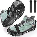 Ice Cleats Snow Traction Cleats Crampons for Walking on Snow and Ice Non-Slip Overshoe with Removable Straps Rubber Anti Slip Crampons Slip-on Stretch Footwear