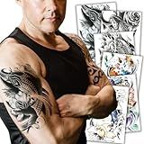 Kotbs 6 Sheets Temporary Tattoos Large Koi Fish Body Tattoos Sticker for Men Women Waterproof Fake Tattoos