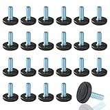 WAFJAMF 24 PCS M6 Thread Adjustable Furniture Levelers Screw in Threaded, Adjustable Levelers Feet Screw On Furniture Glide Leveling for Table, Chair, Furniture Legs (M6 Thread)