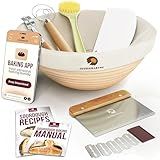 Superbaking Banneton Bread Proofing Basket, Sourdough Bread Baking Supplies, Round 9 Inch Sourdough Starter Kit, Proofing Basket for Baking, Bread Making Supplies Tools, Banneton Basket Gift Set