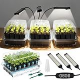 SOLIGT 72 Cell Self Watering Seed Starter Trays with Grow Light, 3 Seed Starter Kit with Humidity Domes, Full Spectrum Seedling Light with 8/12/18H Timer for Seed Starting, Seedling Growing