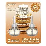 Glade PlugIns Refills Air Freshener Starter Kit, Scented and Essential Oils for Home and Bathroom, Cookie Caramel Rush, 0.67 Fl Oz, 1 Warmer + 1 Refill