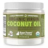 Raw Paws Virgin Organic Coconut Oil for Dogs & Cats, 4-oz - Treatment for Itchy Skin, Dry Nose, Paws - Hot Spot Lotion - Natural Hairball Remedy for Cats