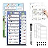 Upgraded 2 in 1 Bedtime/Morning Routine Chart for Kids Toddlers, Magnetic Chore Chart for Kids, Cute Visual Schedule for Kids Schedule Board for Home, Kids Checklist to Do List ADHD Tools for Kids