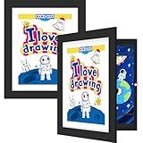 FrameWorks 2-pack, 10" x 12.5" Black Wooden Kids Art Frame with Magnetic Door – Display for 3D Artwork, Photos, Crafts – Gallery Style Edges Wall Decor for Home, Playroom, Easy Access Frame