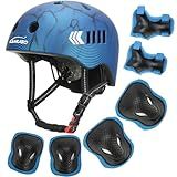 KAMUGO Kids Bike Helmet, Toddler Helmet for Ages 2-8 Boys Girls with Sports Protective Gear Set Knee Elbow Wrist Pads for Skateboard Cycling Scooter(Blue)