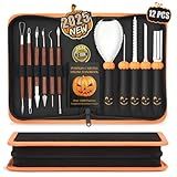 Upgraded Pumpkin Carving Kit for Adults & Kids with Professional Detail Sculpting Tools, Heavy Duty Stainless Steel Knife Set with Carrying Case for Halloween Decoration