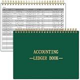 HAUTOCO Accounting Ledger Book A5 Horizontal Ledger Books for Small Business Bookkeeping Expense Tracker Notebook for Home Budget Tracking Personal Finance Log Journal 8.3 x 6.2'', Dark Green