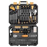 DEKOPRO 128 Piece Tool Set-General Household Hand Tool Kit, Auto Repair Tool Set, with Plastic Toolbox Storage Case