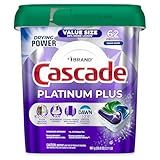 Cascade Platinum Plus Dishwasher Pods, Dish Detergent Soap, Clean Scent, 62 Count