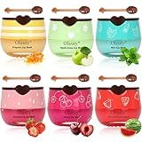 6 PCS Bee Lip Balm Honey Pot, Moisturising Sleep Lip Mask to Reduce Lip Lines, Propolis Lip Mask Overnight Hydrating Lip Balm with Stick for Dry, Chapped & Cracked Lips