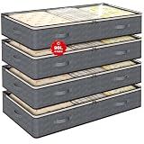 90L Under Bed Storage Containers,4-Pack Closet Organizer Storage Bins ,Grey