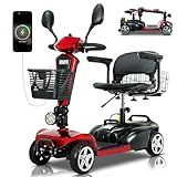 MIHAYO 4 Wheel Mobility Scooter for Seniors&Adults- 25 Miles Range, Foldable Powered Electric Wheelchair Device w/600WH Battery,Only 8 lb Weight, Dual Basket, 300 lb Capacity, Compact,Red