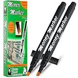 HVM Counterfeit Money Detector Pen (2 Counterfeit Pens) - Money Marker Bill Detector Pen with Upgraded Chisel Tip - Detect Fake Bills, Universal False Currency Checker Pack