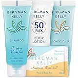 BERGMAN KELLY Hotel Toiletries Bundle (Tropical Waterfall, 1 oz each, 200 Pieces) 4-Piece Set: 50 Rectangular Bar Soap, 50 Shampoo, 50 Conditioner & 50 Body Lotion - Bulk Mini Guest Amenities
