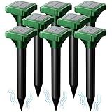 Solar Powered Mole Repeller Gopher Deterrent 8 Pack Outdoor Groundhog Repellent Ultrasonic Snake Armadillo Repeller Waterproof Effective for Yard Lawn Garden