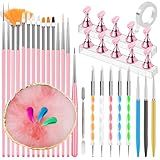 YOOVR Nail Art Design Tools, Nail Stand Holder for Painting Nails, Nail Art Brushes, Nail Dotting Sculpting Gel Tool, French Tip Tool Liner Brushes, Nail Art Palette Spatula, Nail Stuff for Nail Techs
