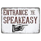 ZYPENG Vintage Entrance to Speakeasy Metal Tin Sign Decor Speak Easy Signs Great Gatsby Prohibition Decorations Rustic Farmhouse Roaring 20s 1920s Mugshot Wall Art 8 x 12 Inch