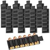 Tatuo 8 Pcs 6 Round Shotgun Shell Holder 12/20 Gauge Shotgun Buttstock Shell Bag Nylon Elastic Pouch Military Ammo for Carrier Family Defense Activities Trap Shooting Outdoor Activities(Black)