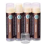 Earth's Daughter USDA Organic Lip Balm 4-Pack Vanilla Flavor - Beeswax, Coconut Oil, Vitamin E - Best Lip Repair Chapstick for Dry Cracked Lips.