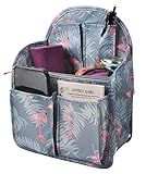 Vercord Backpack Organizer Insert Liner Hanging Travel Bag in Bag with Many Pockets Blue Flamingo Medium
