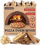 Pizza Oven Wood with Fire Starters - Fast-Lighting, Low Smoke 12 lbs White Oak Kiln-Dried 6 Inch Logs for Ooni, Gozney & Solo Stove, Clean-Burning Firewood for Wood-Fired Pizza - Approx 800 cub.in.