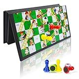 KIDAMI Mini Magnetic Snakes and Ladders Board Game Set, Folding Portable Design and Light-Weight, Travel Game Set Gift for Kids Toddlers (7.64 × 7.64 inches)