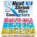 600Pcs Heat Shrink Wire Connectors Electrical Kit - Oiojuct Marine Automotive Crimp Terminals Assortment, Waterproof Ring Fork Spade Electrical Butt Connector