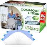 Commode Liners - 100 Strong Portable Commode Toilet Bags - Easy to Use Bedside Commode Liners - Bedside Toilet Potty Liners That Support Dignity of Seniors - No Buckets to Wash - NO Absorbent Pad