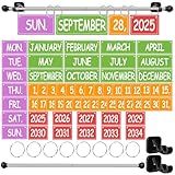 Flip Calendar for Classroom, Magnetic Rod for Classroom Whiteboard, Magnetic Calendar for Back to School Bulletin Board, Teacher Kids Colorful Bright Cool Theme Date Paper Composition Decor(Patented)