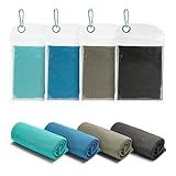 Amazon Basics Cooling Towels for Neck and Face, Sports, Workout Recovery, 40" x 12", Black/Gray/Aqua/Navy, 4-Pack