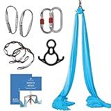 Aum Active Aerial Silks Starter Kit - Durable 9 Yards of Aerial Yoga Hammock with Hardware & Guide - Aerial Swing for Acrobatic Flying Yoga & All Levels (Aerial Rigging Point Up to 13ft)