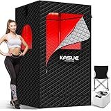 KASUE Infrared Sauna Box, Portable Steam Sauna Tent with 3L/1400W Steamer, 5-Layer Waterproof and Thermal Insulation, Folding Chair, for Home Steam Spa, Indoor & Outdoor(Black)