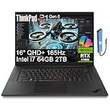 Lenovo ThinkPad P1 Mobile Workstation Laptop (16" 2K 165Hz, Intel 14-Core i7-13800H, 64GB DDR5, 2TB SSD, NVIDIA RTX A1000 6GB) 2 x Thunderbolt 4, Backlit, Fingerprint, IR Webcam, IST Hub, Win 11 Pro