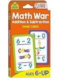 School Zone Math War Addition & Subtraction Game Cards: 56 Cards, Kindergarten, 1st Grade, 2nd Grade, Math Games, Numbers, Math Facts, Early Math, Ages 6+