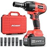 AOBEN Cordless Impact Wrench 1/2 Inch, Power Impact Gun Kit, Max 600N. M/450Ft-lbs High Torque Electric Impact Driver for Car RV Tire, 4.0Ah Battery, Charger, 6 Sockets & Storage Tool Case