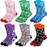 Hercicy 6 Pairs Nurse Socks for Women Funny Nurse Appreciation Gifts Medical Socks Doctors Gift for Ma Week Christmas(Bright Color)