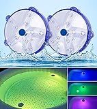 DeeprBetter Floating Pool Lights,Color Changing Waterproof Magnetic Pond Lights,Pool Light That Float,Starfish Above Ground Pools Light Up for Pond,Hot tub,Bathtub,Shower,Halloween,Christmas-2pcs
