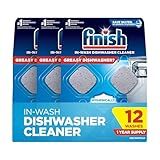 Finish Dishwasher Cleaner Tablets, Deep Cleans Hidden Grease & Grime, Fights Odors, No Extra Wash Cycle, Helps Maintain Dishwasher, 12 Month Supply, 12 Count