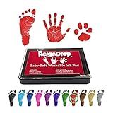 ReignDrop Ink Pad For Baby Footprint & Handprint - Creates Impressive Long Lasting Keepsake Stamp for Infant & Kids. Smudge Proof, Easy to Wipe Off Skin, Safe & Gentle Acid Free(Red)