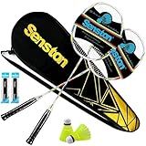 Senston Carbon Composite Badminton Rackets for Beginners - Complete 2-Player Kit with Bag | Lightweight & Easy to Use | Backyard, Park, Indoor Outdoor Play
