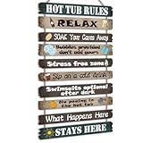 Tatuo Hot Tub Pool Patio Rules Signs Gifts Wood Funny Rules Signs Decorative Outdoor Regulations Plaque Wall Bath for Bathroom Pool Backyard Outdoor Wall Art Accessories(Modern)