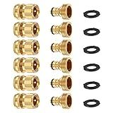 Garden Hose Quick Connector, Solid Brass 3/4 Inch Thread Fitting No-Leak Water Hose Female and Male Easy Connect (6 Sets)