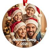 Personalized Christmas Ornaments – Custom Photo Ornament, Made in USA, Round Xmas Tree Decor 2025 with Velvet Pouch and Ribbon by Soul Decor