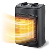 Space Heater, 1500W Electric Heaters Indoor Portable with Thermostat, PTC Fast Heating Ceramic Room Small Heater with Heating and Fan Modes for Bedroom, Office and Indoor Use