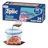 Ziploc Quart Food Storage Freezer Bags, Stay Open Design, Easy to Fill, 24 count (Packaging May Vary)