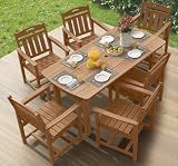 Ciokea HDPE Outdoor Dining Set of 6, Patio Table and Chairs Sets, Teak